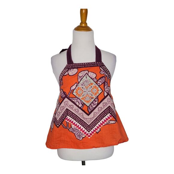 Free People Cool Cabana Tank Open Back Batik Print Red Geometric Women Small - Picture 2 of 11